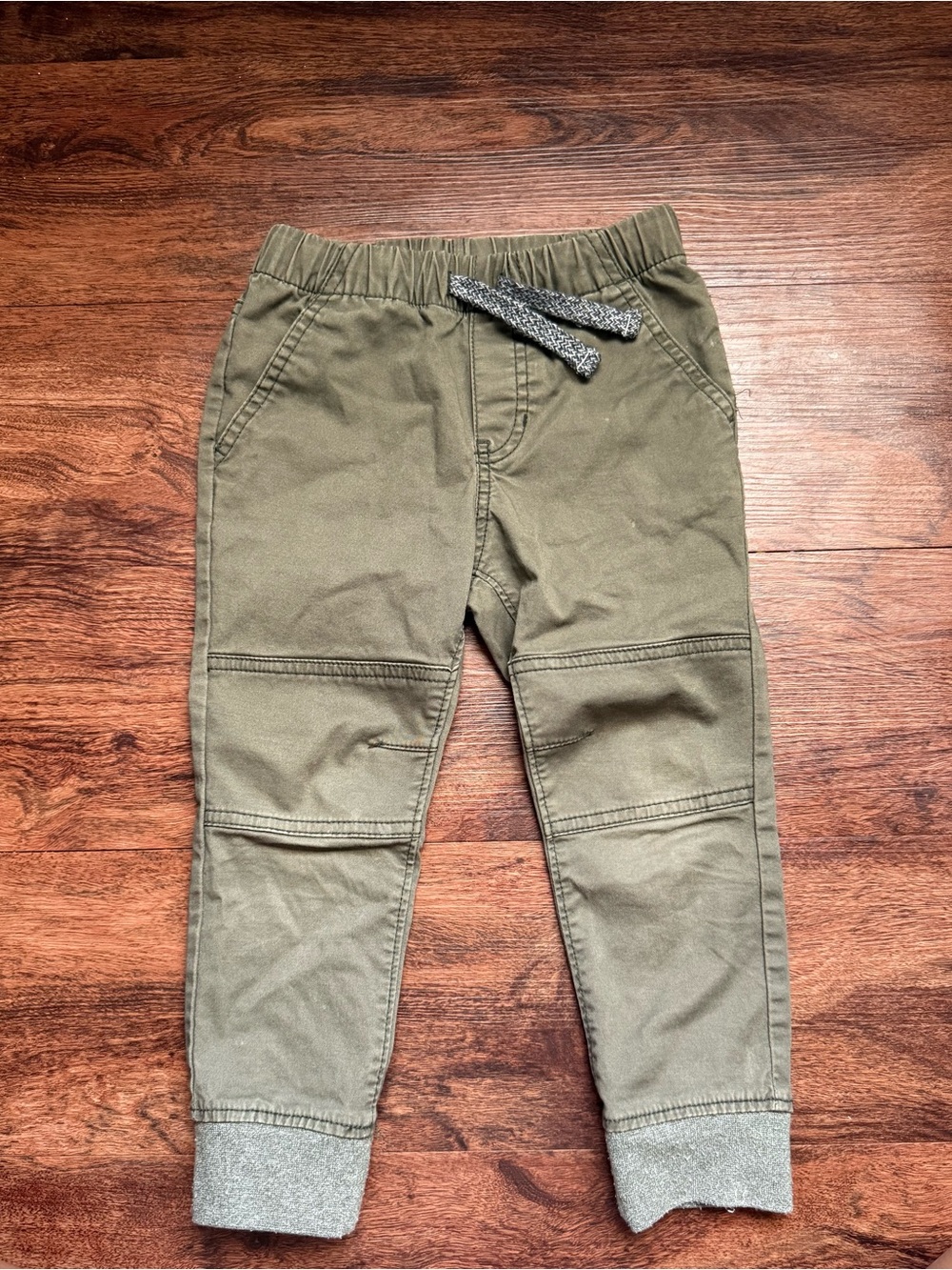 Cat & Jack Olive Green Jogger Pants with Gray Drawcord and Cuffs
